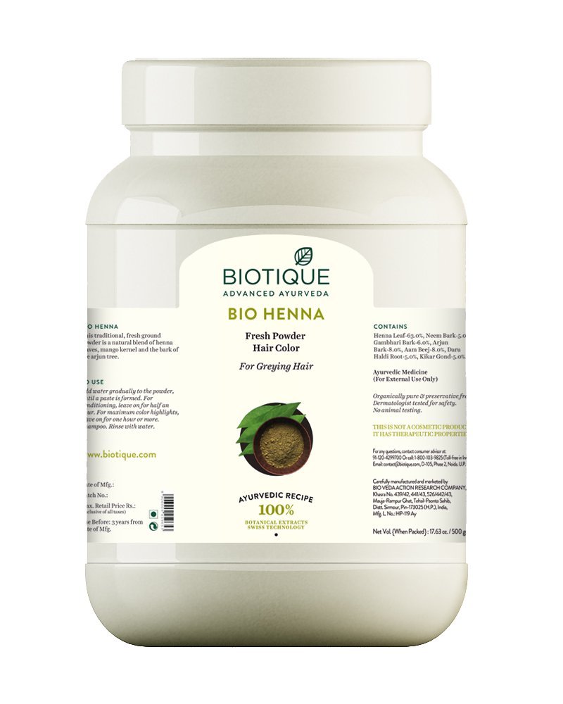 Biotique Bio Henna Leaf Hair Color, 500g - Best Herbal Hair Colour in India