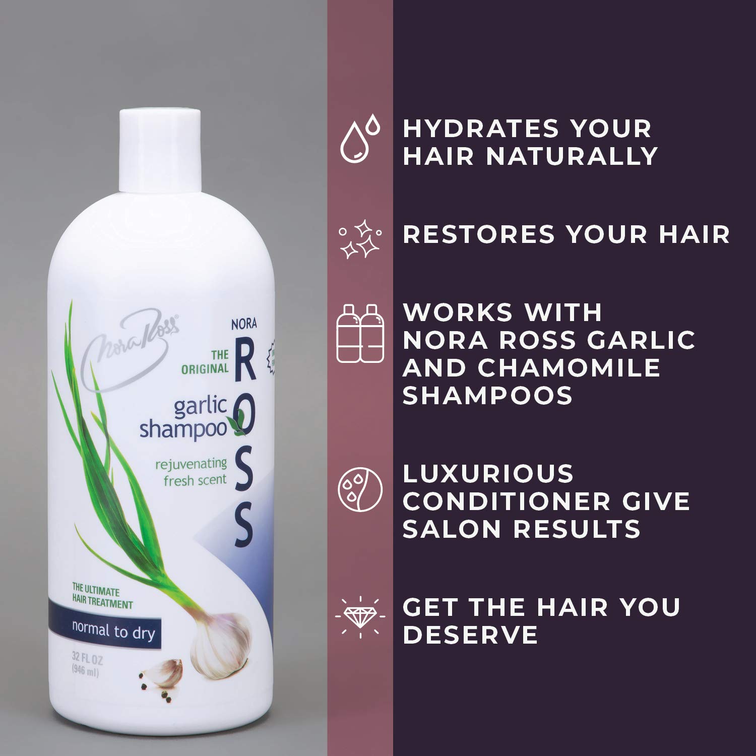 Nora Ross Garlic Shampoo for normal to dry hair /Garlic shampoo for hair loss