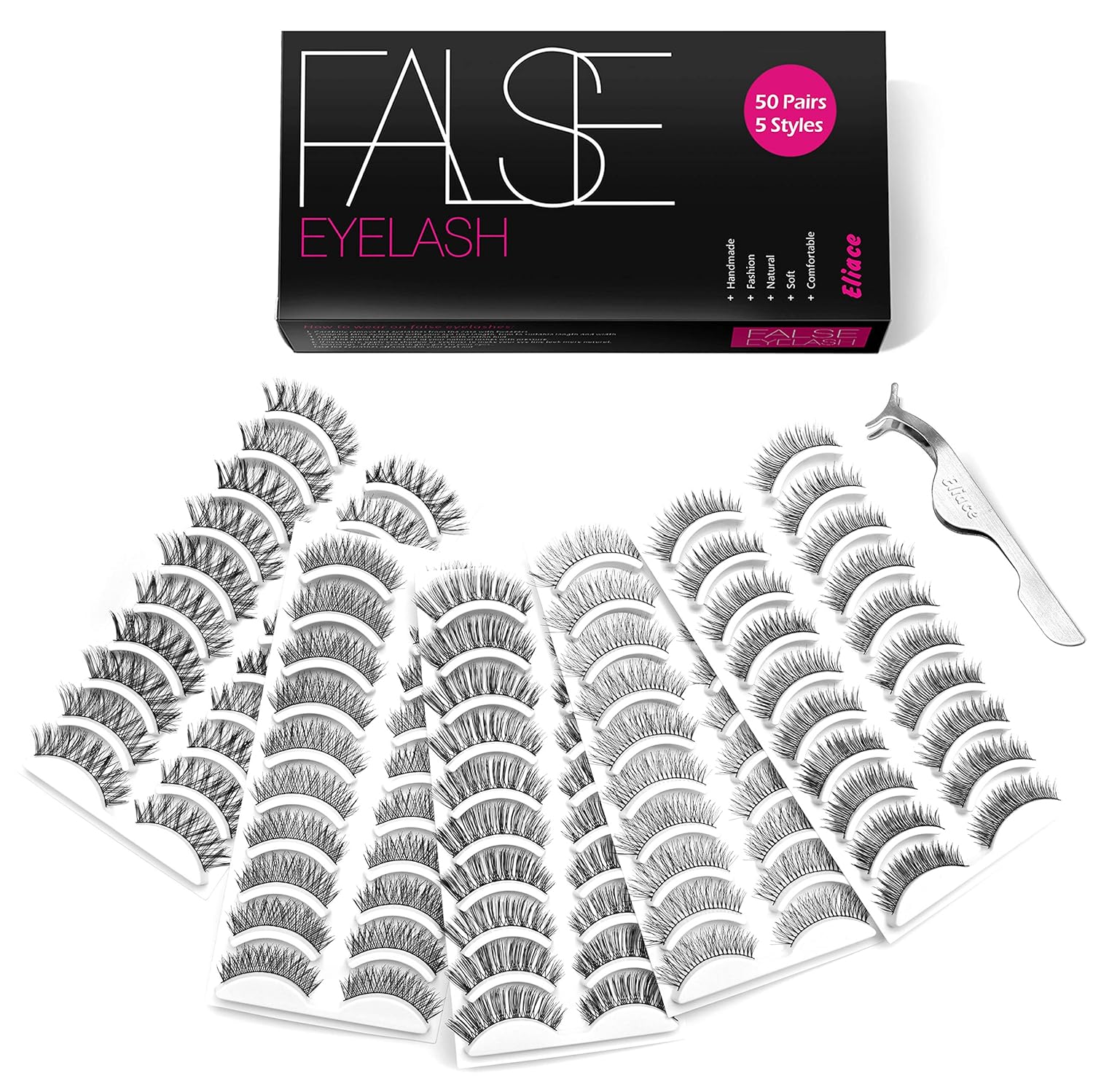 Eliace false eyelashes 50 pairs - Best false lashes for Asian eyes